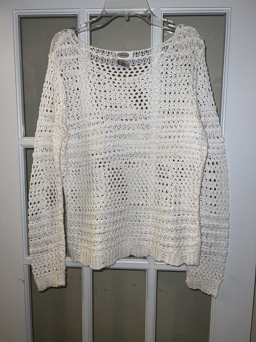 Talbots Y2K Sweater Crochet Knitted White Vintage Women’s Size Small White Label